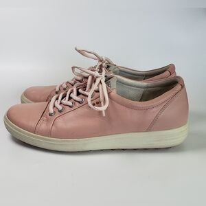 Ecco Women's Pink Leather Lace Up Sneaker Size 41